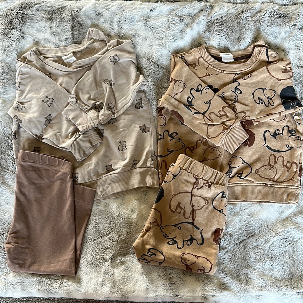 H&M 2 pair set for baby boy pants and shirt.